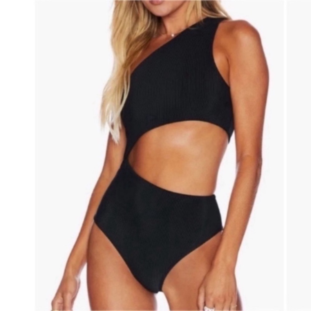 Beach Riot Black One-Shoulder One Piece